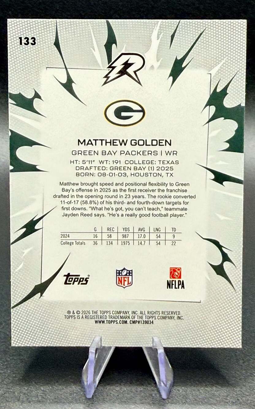 Matthew Golden 2025 Topps Resurgence Rookie Green Bay Packers Blue/Orange Spark - Picture 2 of 2